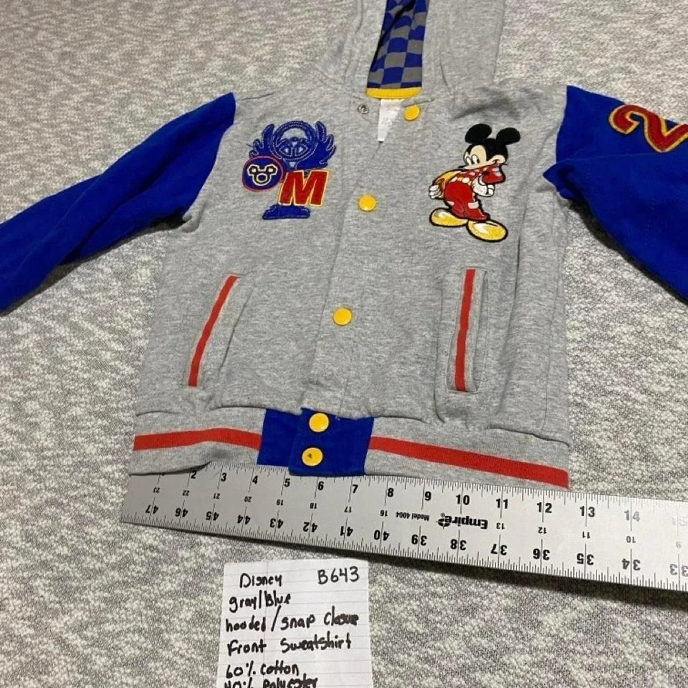 Disney Mickey Mouse gray & blue hooded jacket snap closure kid size 4T. SKU-B643
